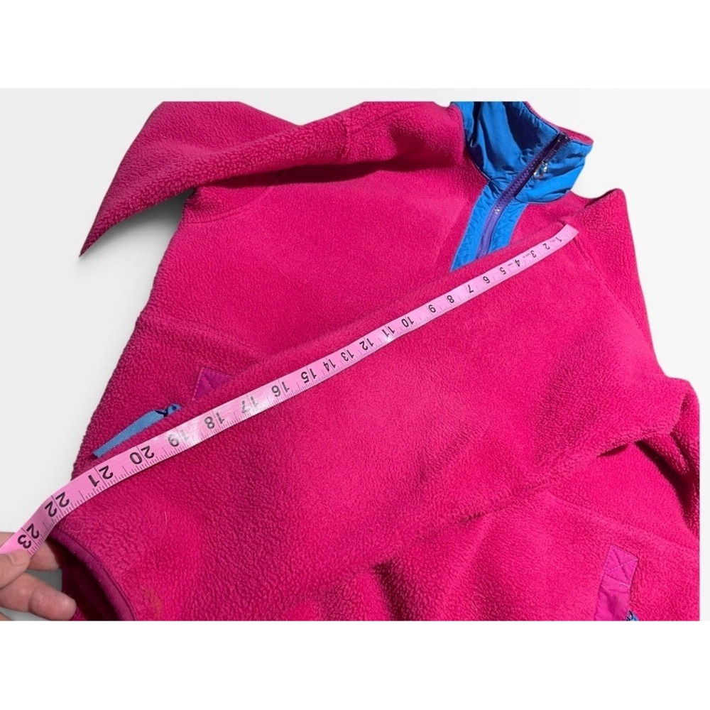 Vntg Patagonia Women's Pink/Blue Fleece Zip pullover Pockets Logo - Picture 6 of 7